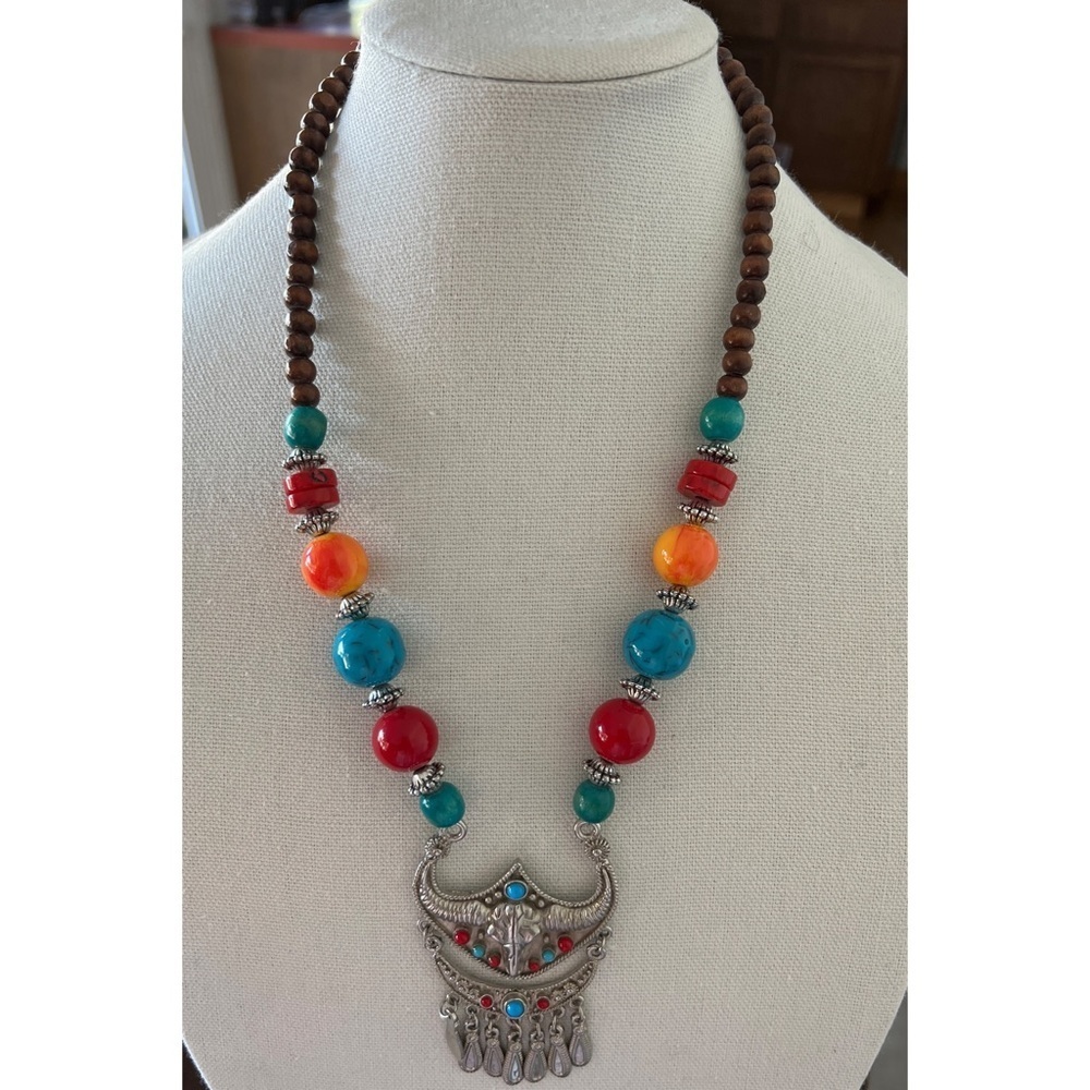 Tibetan Bull Head Beaded Necklace